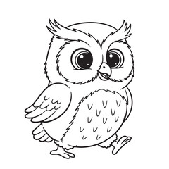 Adorable Cartoon Owl Coloring Page Cute Bird Illustration