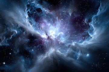 Captivating cosmic cloud formation in the depths of space at night