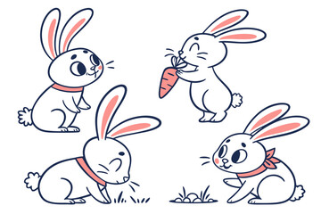 Cute Bunny Sketches – Rabbit Line Doodles Collection
