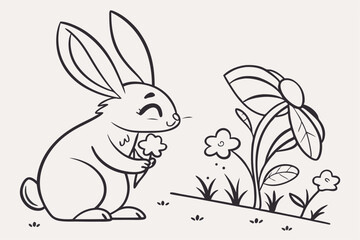 Simple Rabbit Line Art Vector Illustration Pack

