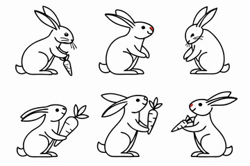 Simple Rabbit Line Art Vector Illustration Pack
