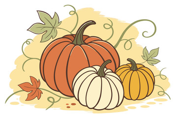 Thanksgiving Pumpkins Watercolor Art
