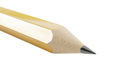 Close Up View of Yellow Pencil with Graphite Tip on Black Background Isolated Transparent Background