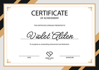 Certificate of Achievement – Black and Gold Geometric Landscape version