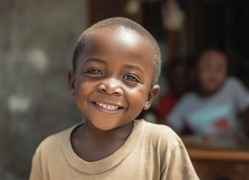 portrait of a smiling young african boy