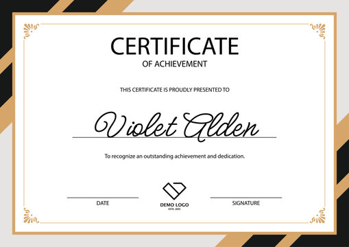Certificate of Achievement – Black and Gold Geometric Landscape version