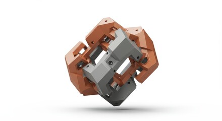 Obraz premium 3D Render of Intricate Geometric Puzzle: A Study in Form and Function