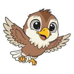 Adorable Baby Bird Illustration Soaring Cartoon Bird Clipart