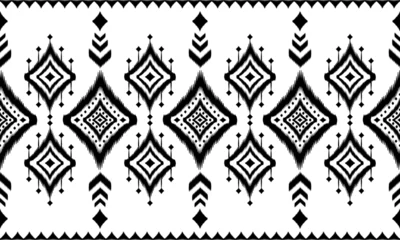 Photo sur Plexiglas Ikat Southwest Native seamless pattern ethnic tribal Aztec geometric Navajo Native American fabric black and white design vector for textile print