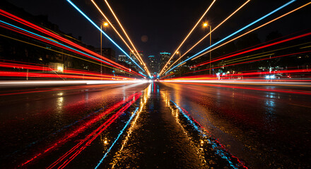 night traffic on the bridge