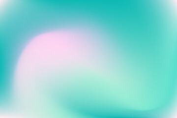 Pink, mint aquamarine color blurry wavy background with copy space. Aesthetic iridescent smooth gradient neon watercolor motion water backdrop. Fluid backdrop for presentation, poster, product display