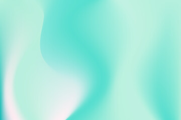 Pink, mint aquamarine color blurry wavy background with copy space. Aesthetic iridescent smooth gradient neon watercolor motion water backdrop. Fluid backdrop for presentation, poster, product display