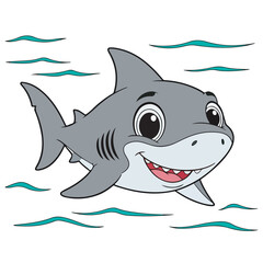 Adorable Cartoon Shark Illustration Perfect for Kids' Projects