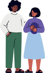 Obraz premium Diverse young couple standing together casual outfits friendly interaction modern vector illustration