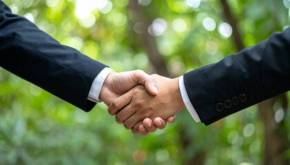 Close-up of two businesspersons shaking hands to seal a deal
