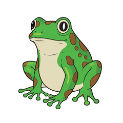 Adorable Green Frog Illustration Cartoon Amphibian Art