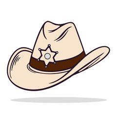 Sheriff Cowboy Hat with Star Badge Illustration