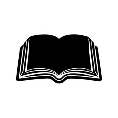 Open Book Icon, Black and White Book Illustration, Reading Symbol