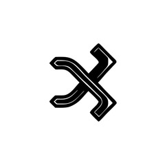 Abstract Black X Symbol, Interlocking Lines Logo Design