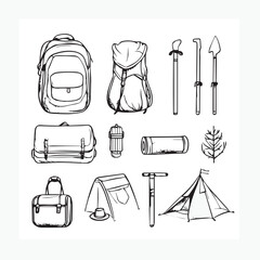 set of camping equipment