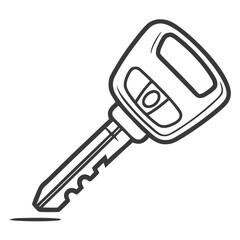 Car Key Illustration: Modern Car Key Outline Drawing