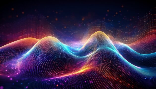 abstract digital wave flowing through big data