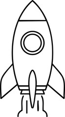 Rocket launch simple line art vector icon for space exploration and technology concept design