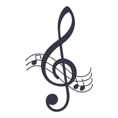 Obraz premium Treble Clef with Musical Notes Illustration