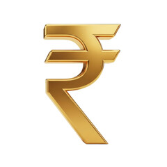 Shining Gold Indian Rupee Symbol Against Transparent Background Isolated Transparent Background