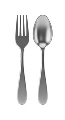 Silver Fork And Spoon Reflective Metal Isolated Transparent Background