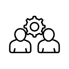 Two people with gear icon on transparent background concept  