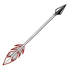 Arrowhead Design: Tribal Arrow with Feather, Hunting Weapon Graphic