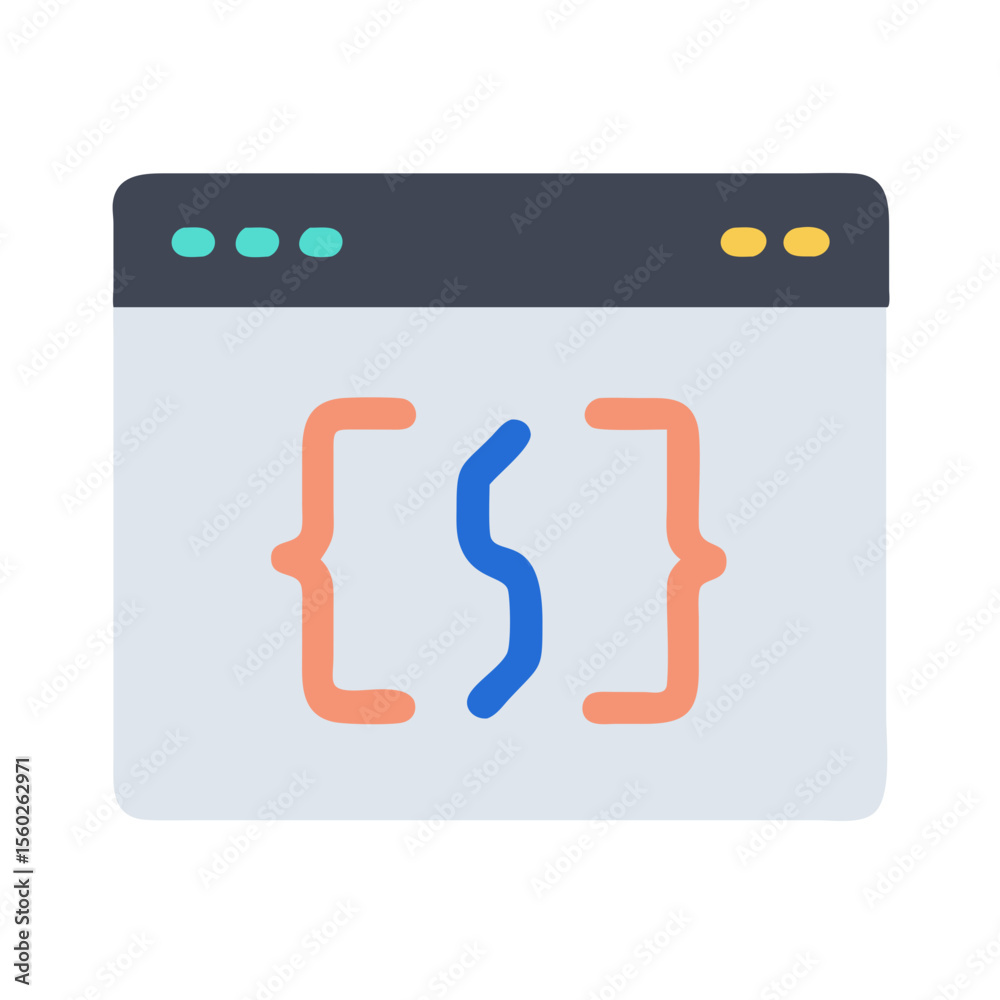 Aufkleber Flat Simple Code Symbol on Web Browser Application Interface