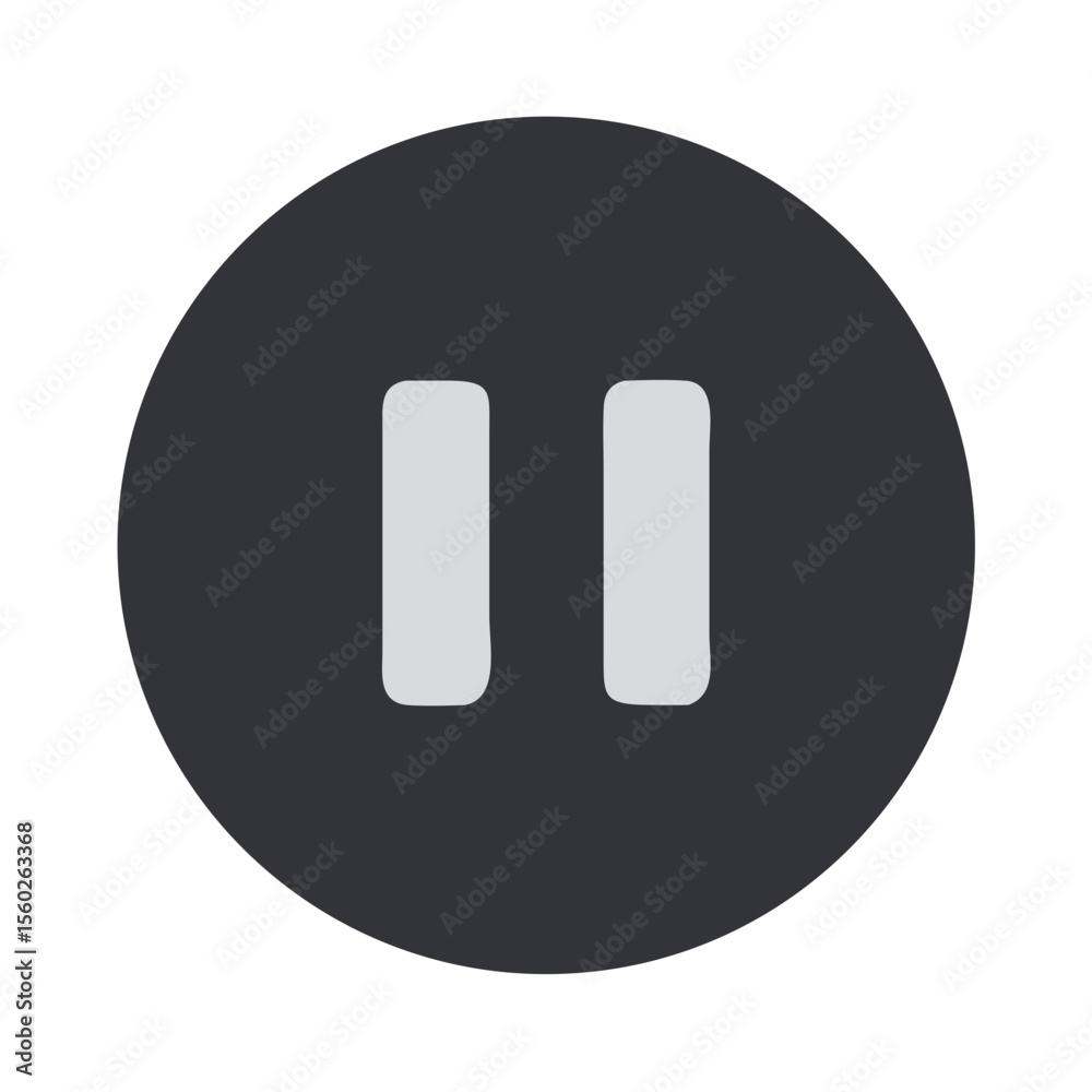 Poster flat style simple pause button within circle shape isolated icon