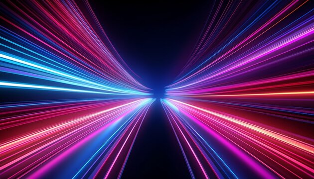 abstract speed light trails effect path fast moving neon futuristic technology background future virtual reality motion effect curve of neon bright