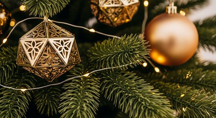 Christmas tree ornaments gold decorations holiday season festive celebration merry bright 2024 new year