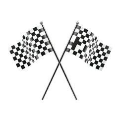 Two Crossed Checkered Flags In Black And White On Transparent Background Isolated Transparent Background