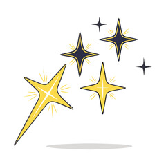 Obraz premium Sparkling Stars Design Element: Gold and Dark Blue Twinkling Stars