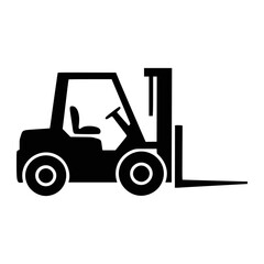 Fototapeta premium Silhouette of a forklift, perfect for industrial or logistical projects.