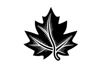 Black and White Maple Leaf Illustration