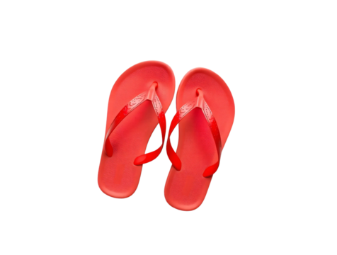A pair of red flip flops isolated on transparent background