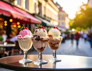 Eisbecher in der Fu&szlig;g&auml;ngerzone