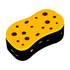 Yellow and Black Cleaning Sponge Illustration