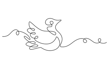 continuous line drawing dove olive branch peace symbol colored - PNG image with transparent background