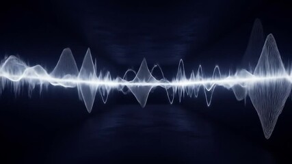 Dynamic Audio Waveform Visualizer in Dark Room - Sound Frequency Animation - Powered by Adobe