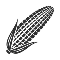 Black and White Corn on the Cob Illustration