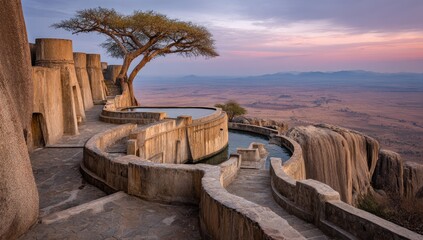 High-elevation pool, sunrise view
