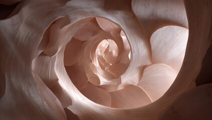 Abstract, swirling, light-beige tunnel