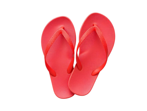 A pair of red flip flops isolated on transparent background