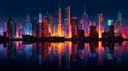 Naklejka premium hong kong skyline at night